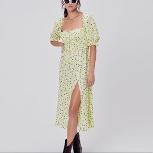 For Love and Lemons Chrysanthemum Midi Dress in Lemonade Sz XS EUC